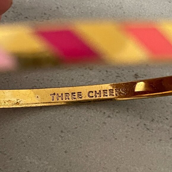 Kate Spade Three Cheers Earn Your Stripes Enamel Idiom Bangle Bracelet 2.75"D - Picture 4 of 5